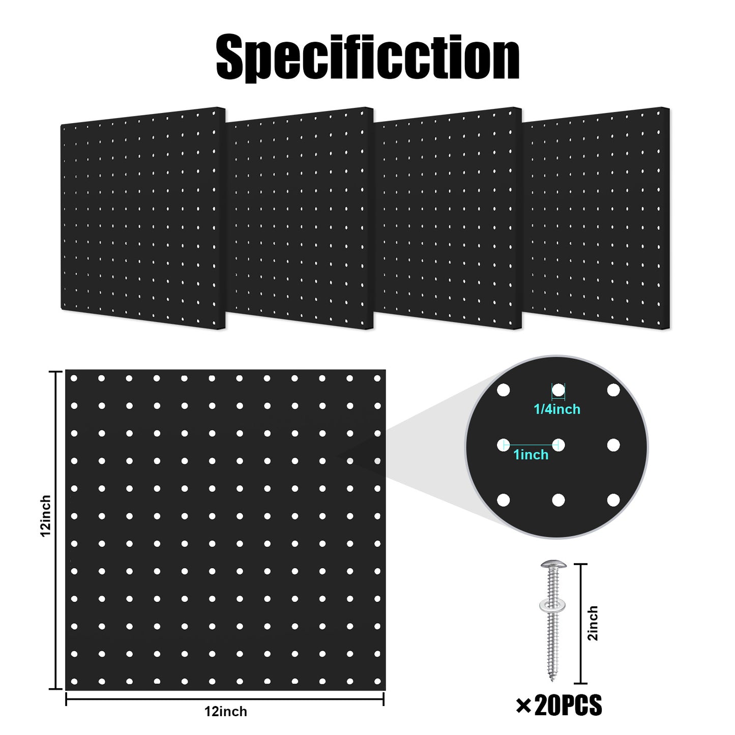 Peg Board, 4 Pack Metal Pegboard Panels Black Pegboards Wall Organizer with Bent Frame Large Heavy Duty Peg Board for Walls Home, Garage Tool Storage, Office Organization, Craft Room, Kitchen