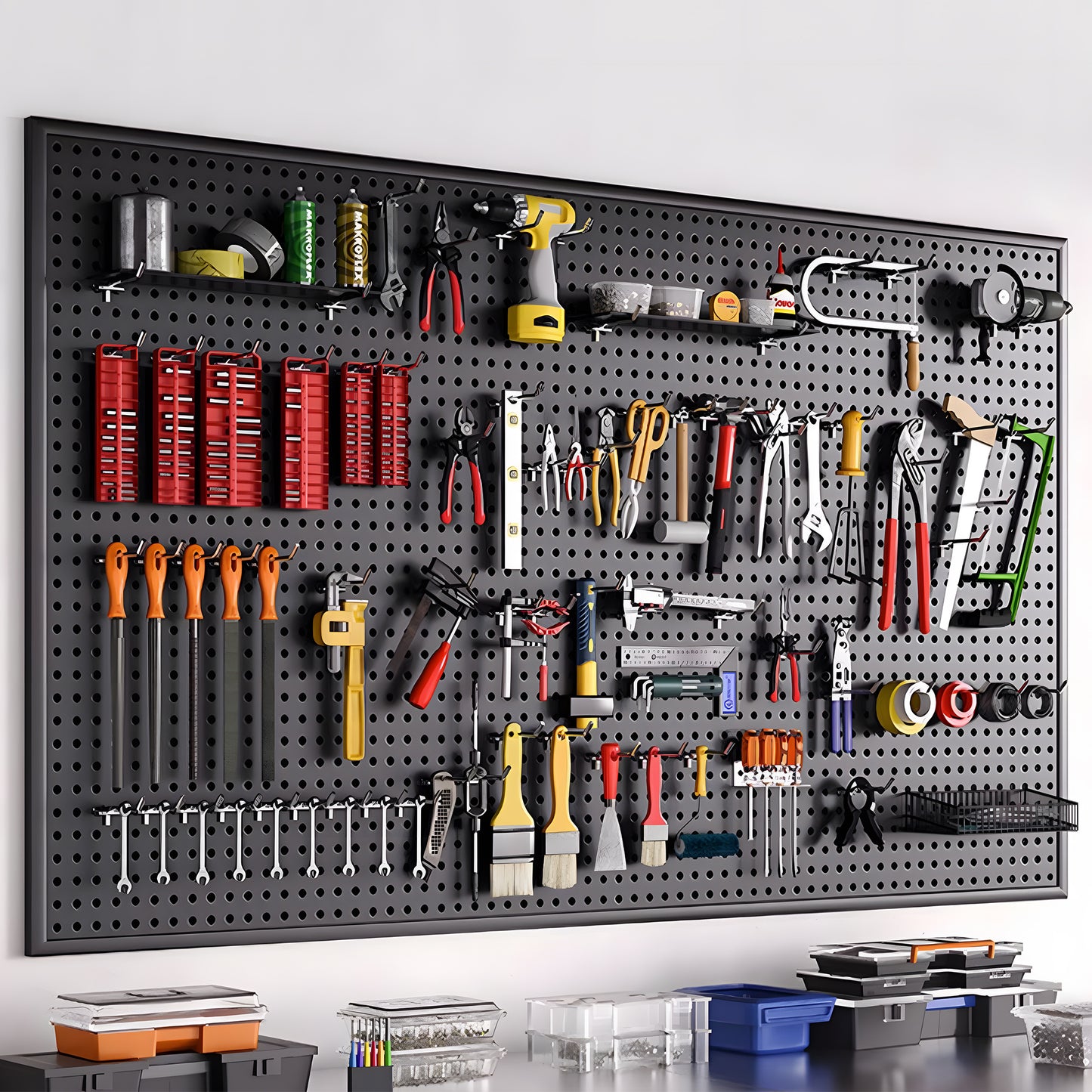 Pegboard Hook 100 Pcs,Heavy Duty Peg Board Hooks,Pegboard Accessories With Peg Locks For Organizing Various Tools,Peg Board Tool Utility Hooks Fit 1/8"&1/4" Pegboards
