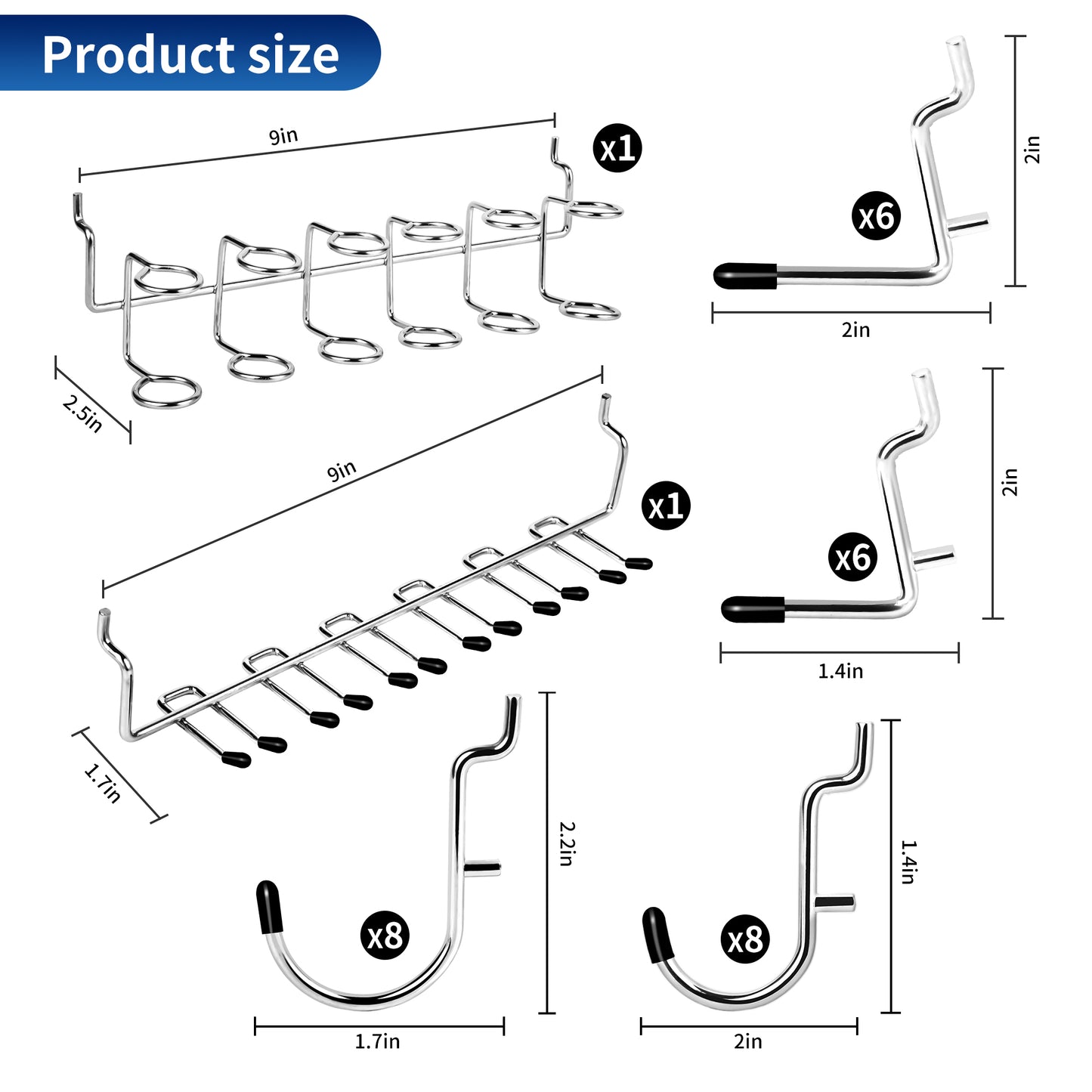 Pegboard Hook 100 Pcs,Heavy Duty Peg Board Hooks,Pegboard Accessories With Peg Locks For Organizing Various Tools,Peg Board Tool Utility Hooks Fit 1/8"＆1/4" Pegboards