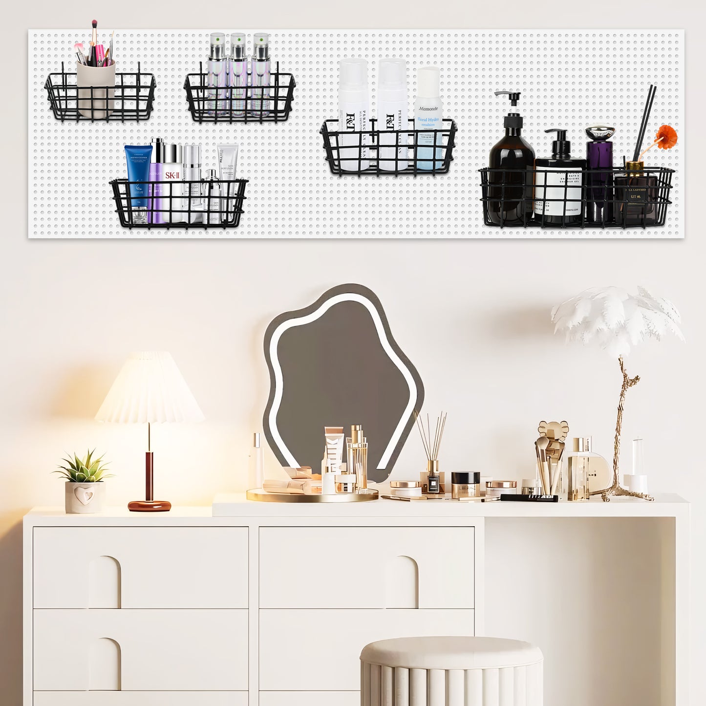 Pegboard Baskets 3Pcs,Pegboard Wall Mount Basket Wire Pegboard Accessories Organize Tools,Pegboard Accessories Wall Mount Organizer Attachments for Storage Home Office Garage