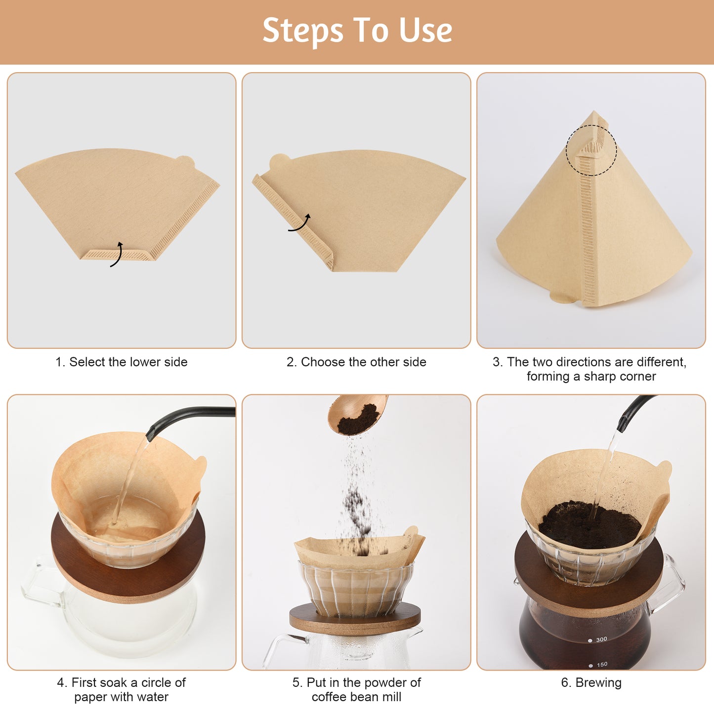 Hogurity Coffee Filters 2, 100 Count Disposable #2 Cone Coffee Filter Unbleached Natural Coffee Filters 2 Cone Paper for Pour Over Coffer Makers/Coffee Dripper Cones(2-6 Cups）